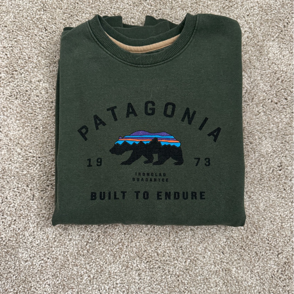 Patagonia Men’s Arched Fitz Roy Bear Uprisal Crew Sweatshirt Green Size M